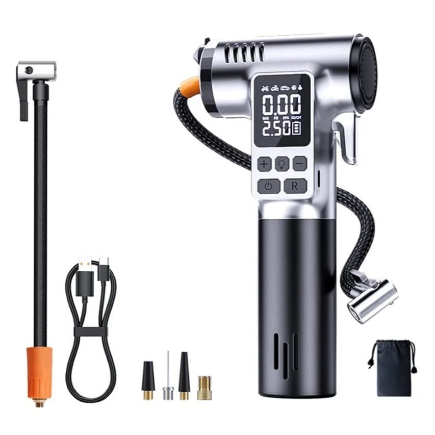 Mini Compressor Portátil Sem Fio Inflador de Pneus Digital 150 PSI Carro Moto Bike USB.
