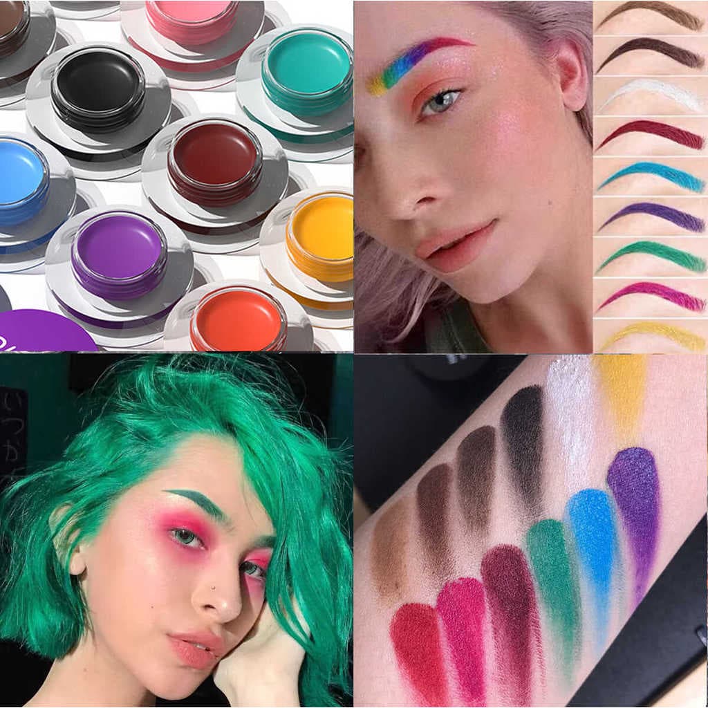 Cos cor delineador sobrancelha lápis tintura creme de sobrancelha branco vermelho azul roxo preto rosto borgonha pintura