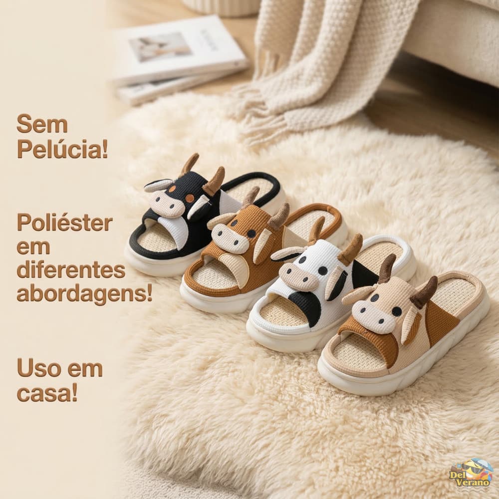 Pantufa Chinelo Slide Unisex Vaca Boi Divertida Presente