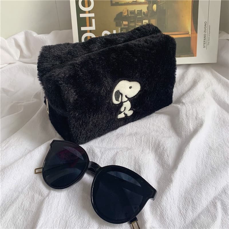 Saco De Cosmético De Pelúcia Fofo Snoopy Portátil Estojo De Lápis De Papelaria
