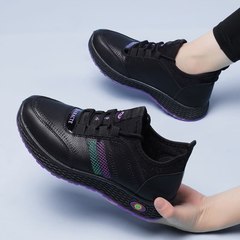 Couro de sola macia antiderrapante cozinha trabalho sapatos feminino velho pequim velo quente anti-S
