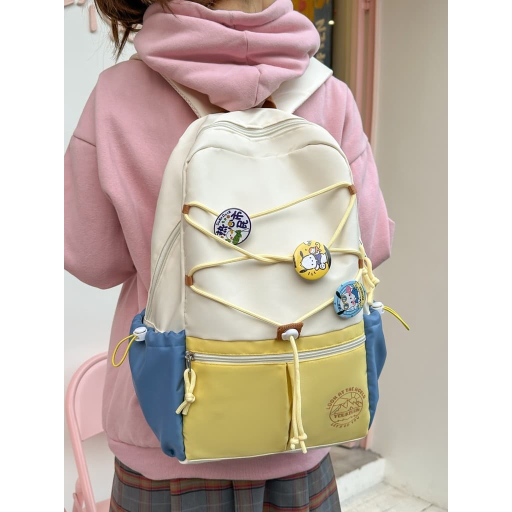 Mochila de lazer ao ar livre esportes femininos All-Match saco de viagem alto valor contraste cor costura mochila femini