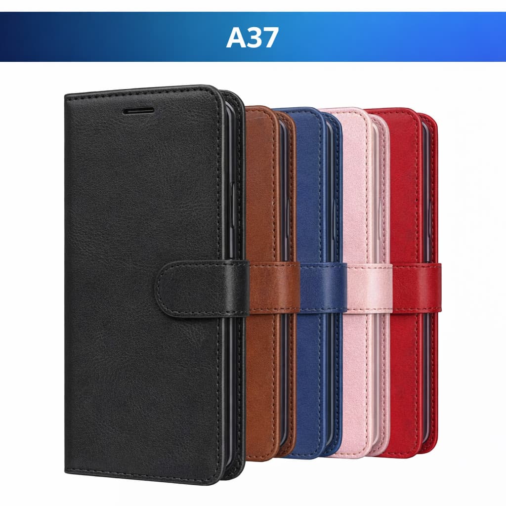 Kit Capa Carteira P/ Samsung Galaxy A37 - Couro Sintético Case Capinha e Película 3D Vidro/Hidrogel