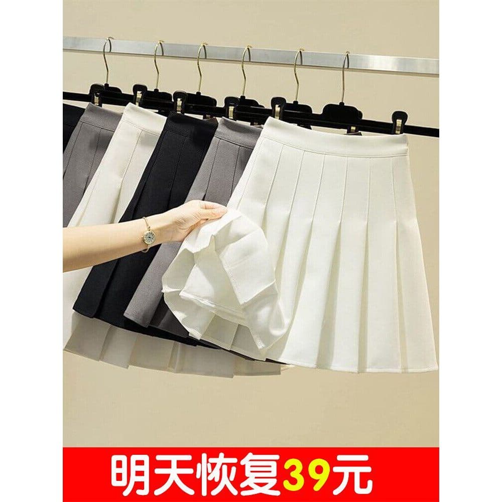 Cinza saia plissada feminina verão 2025 novo estilo branco cintura alta mais magro olhar saia pequena a linha jk Mini sa