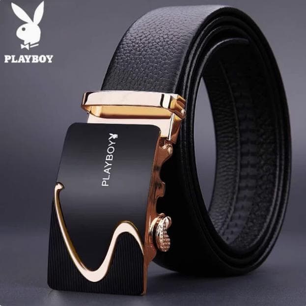 Playboy cinto masculino na moda fivela automática 2024 cinto de couro Formal terno calças cinto moda jovem estilo couro