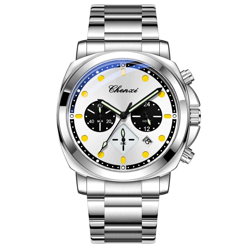 Panda olho relógio multifuncional masculino Cross-Border na moda relógio de quartzo calendário luminoso cronógrafo estil