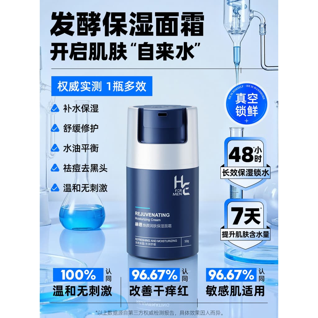 Hern creme masculino outono inverno creme hidratante suave calmante controle de óleo loção hidratante limpar rosto produ