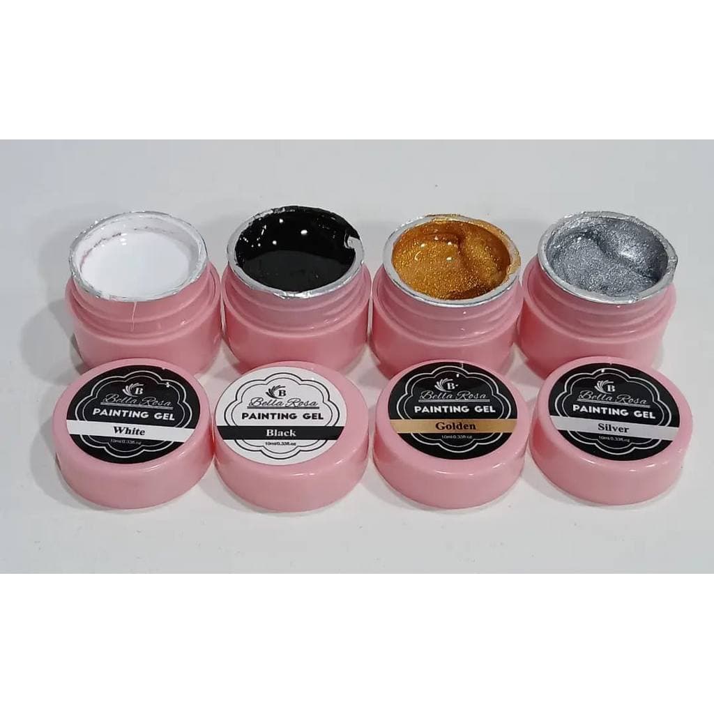 Gel Painting 10ml Pigmento Preto Branco Prata Ouro Desenho
