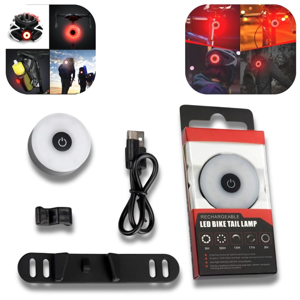 Lanterna De Bike Bicicleta Traseira 5 Modos Recarregável Usb