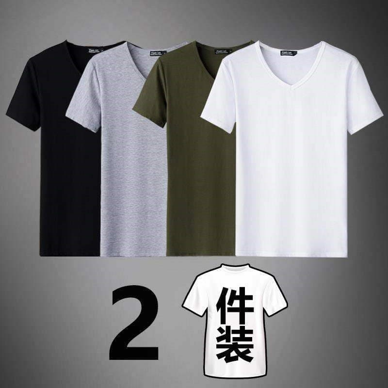 Camiseta masculina Modal de seda gelo cor sólida manga curta verão fino ajuste com decote em v meia manga branco puro co