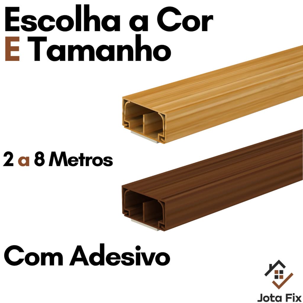 Canaleta para Fio Amadeirada Organizador Canaleta Marrom Madeira Adesiva Mogno