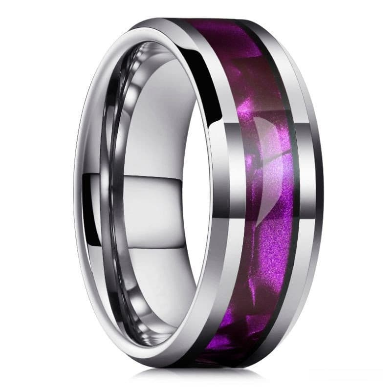 Anel masculino de couro roxo, estilo clássico moderno, comandante, estilo cavalheiro, 8 mm, estilo étnico GRYX