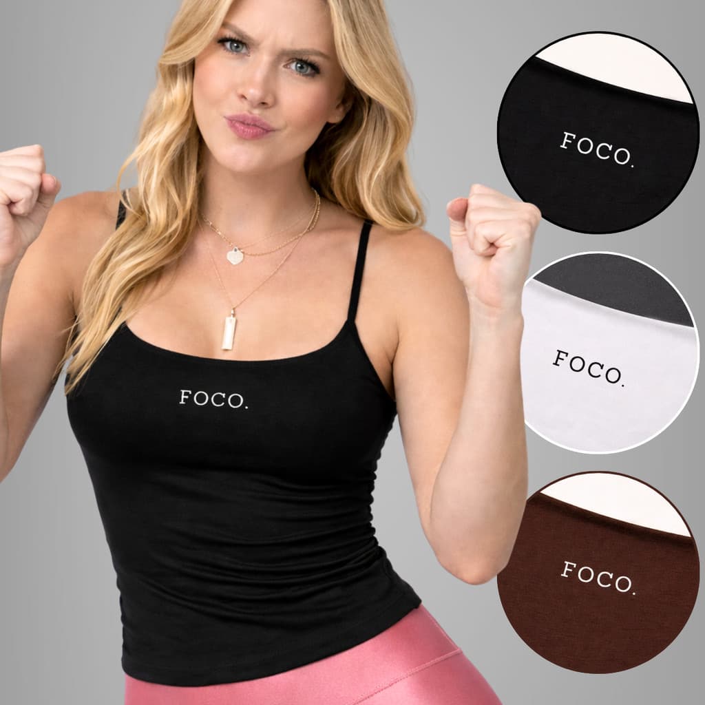 Regata de Alcinha FOCO Fitness Blusa Feminina Fit Academia Basic Gringa Forrada Moda Casual Comfy