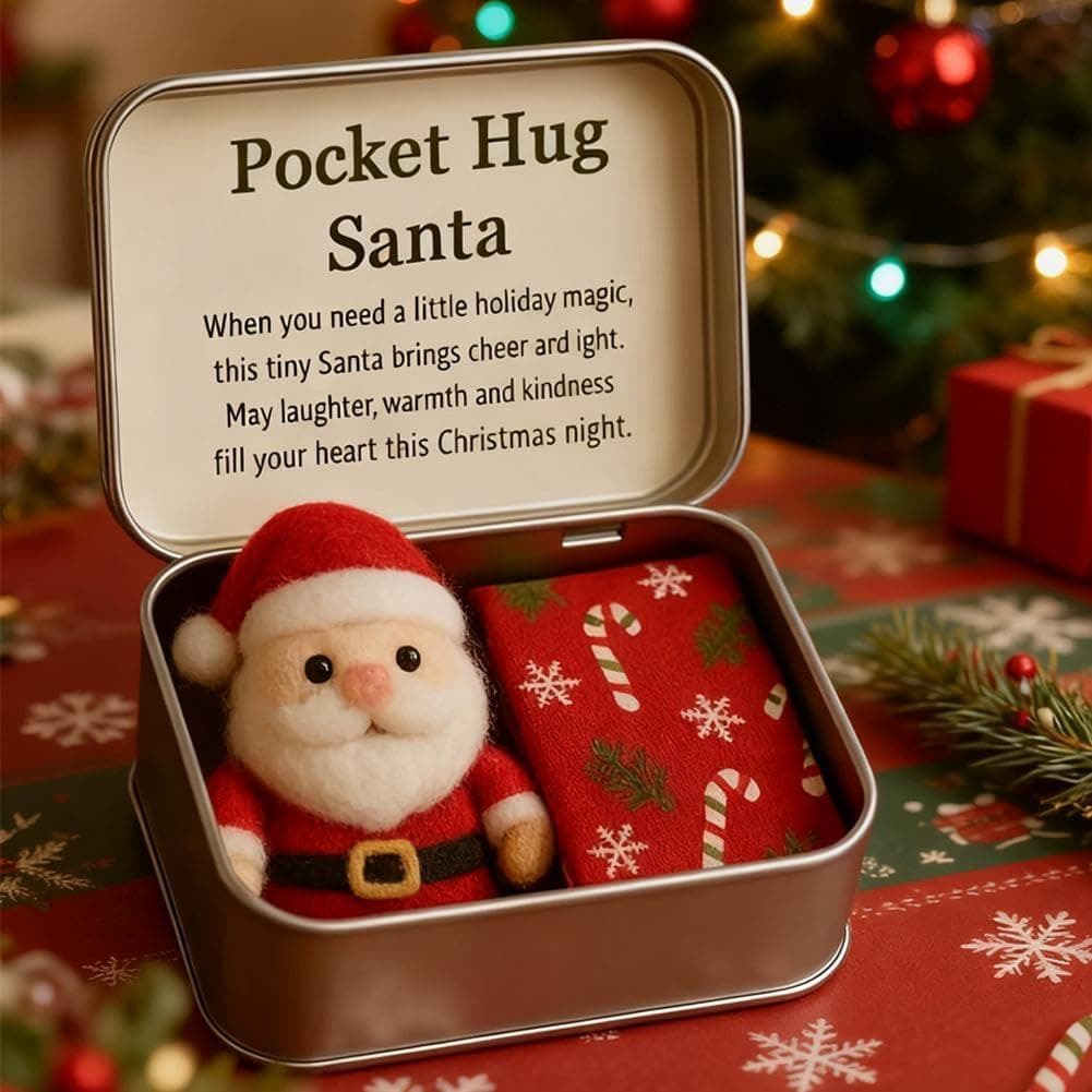 Abraço De Natal De Bolso Pequeno , Série Em Um Brinquedo De Pelúcia De Caixa De Lata | Papai Noel , Presente Atencioso P