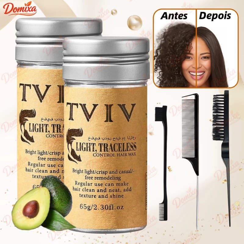 Cera em bastão para cabelos anti-frizz, creme alisador para modelar cabelos cacheados, cera sólida em bastão-DO