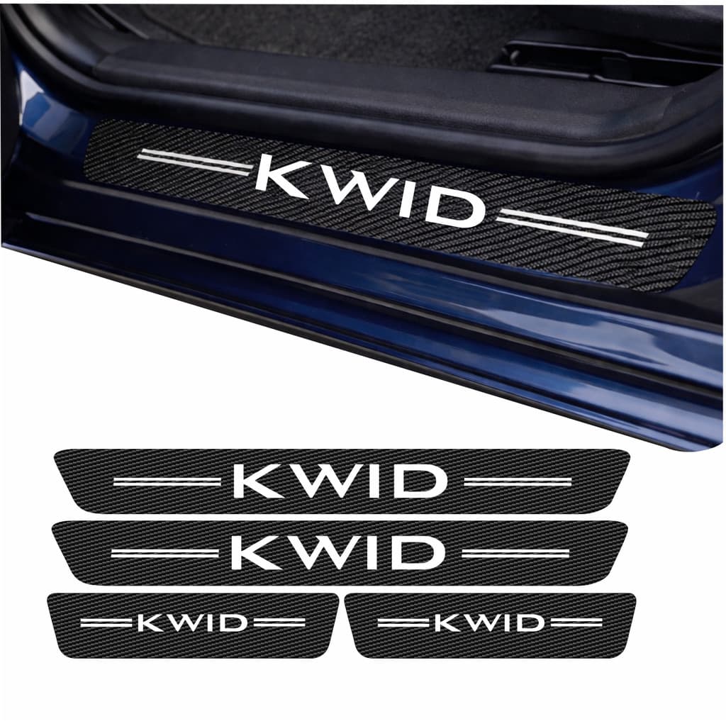 Kit Soleira Kwid 4 Peças deAdesivo Porta Carro Proteção Fibra de Carbono Anti Arranhões Varios Modelos