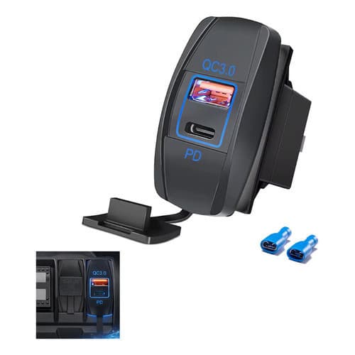 Carregador Usb Carro TIPO BOTÃO Tomada+ Tipo C Super Rápida 12/24v PAINEL CARRO  HOMOLOGADO C/ PROTEÇÃO P SOBRECARGA