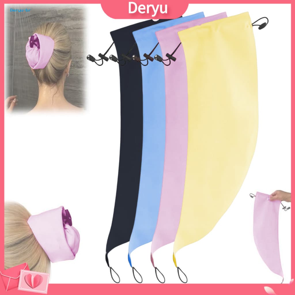 Ponytail Bathing Hat Waterproof Hair Cover Shower Cap for Long – Reusable with Sleeve Perfect for Washing Shampooing f