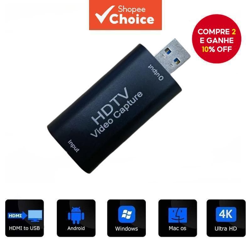 Placa De Captura HDMI 4K Entrada 1080p Saída USB De Vídeo Para Câmera Filmadora Streaming De Jogos