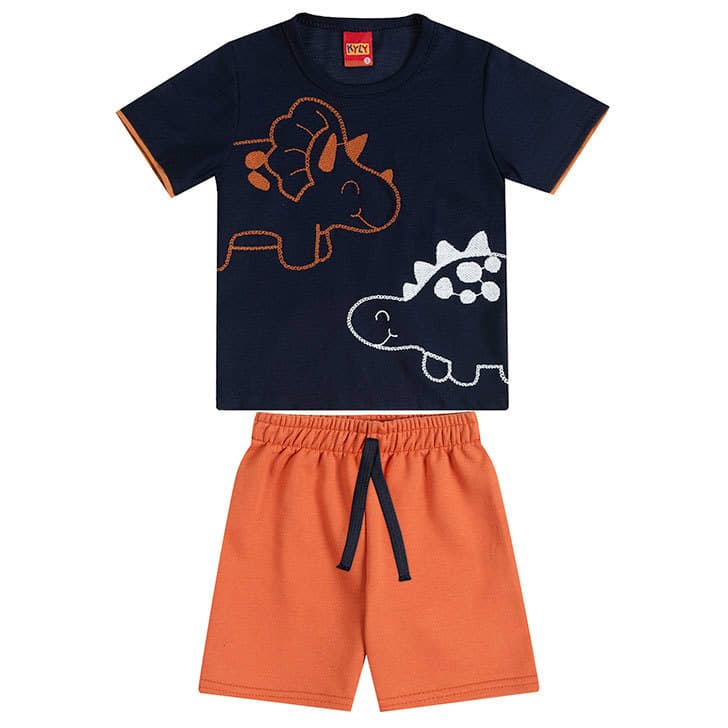 Conjunto Kyly Masculino - Cute Dino Azul