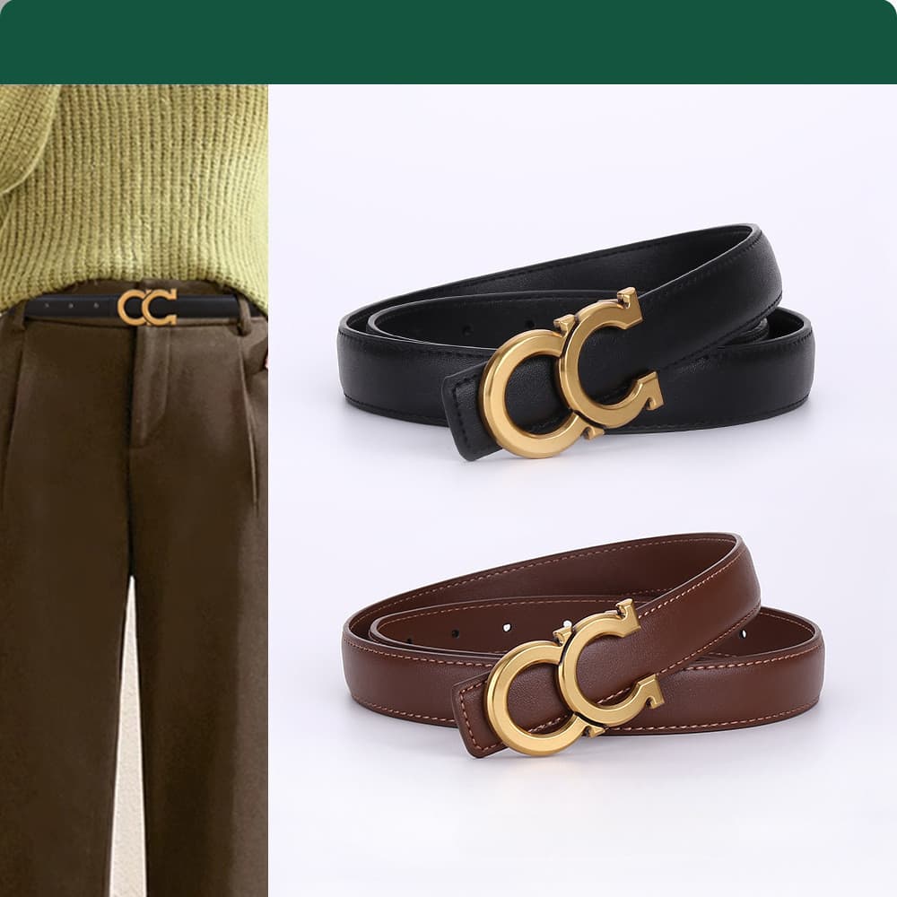 Cinto Feminino Cinto de Couro Genuíno Cinto de Couro Bovino Moda Feminina Simples Versátil Decorativo Cinto para Calças