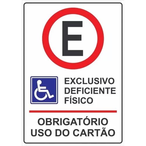 Placa de Sinalização Estacionamento Cadeirante Deficiente Fisico
