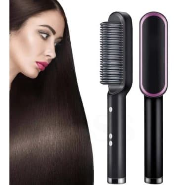 Escova Alisadora Bivolt 5 em 1 Alisa Hidrata Modela Alinha Anti Frizz Profissional