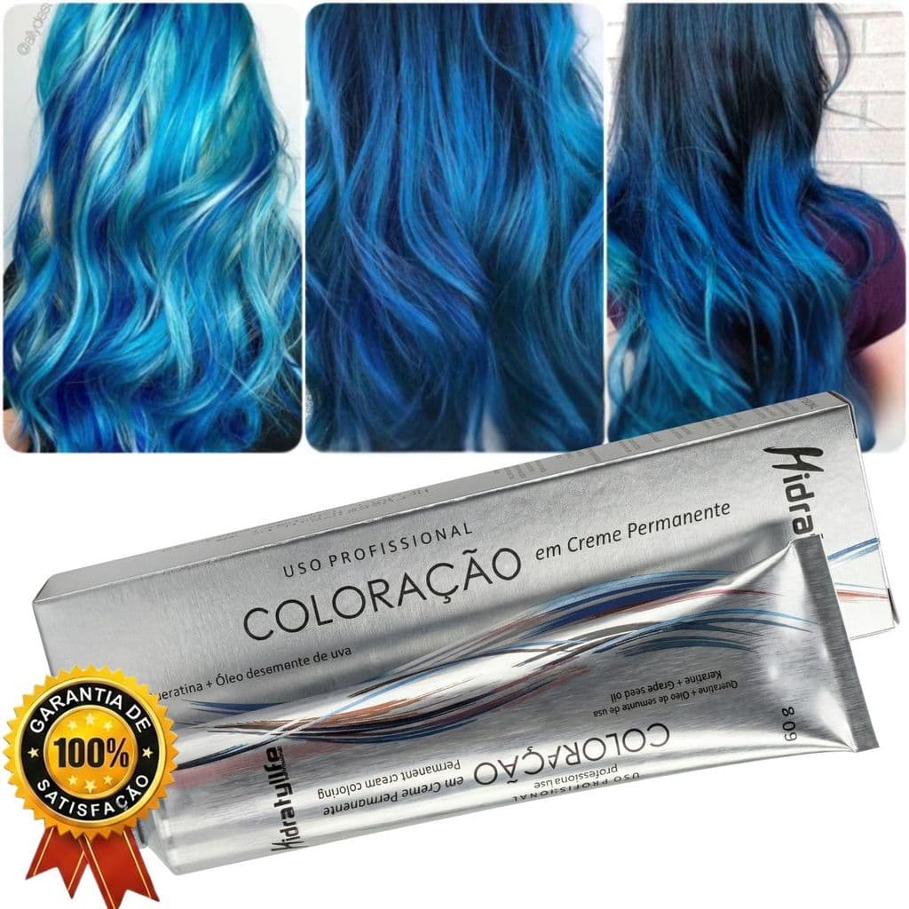 Tinta Azul Para Cabelo Coloração Permanente Azul Intenso Brilho Duradouro Profissional