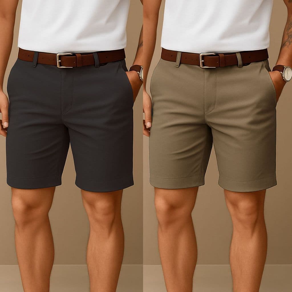 Kit 2 Bermuda Social Masculina Esporte Fino Sarja Alfaiataria Chino Premium