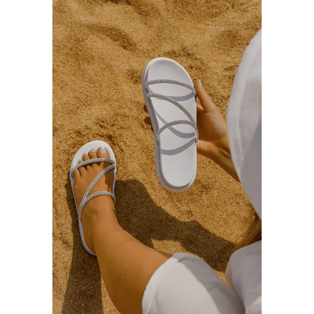 Sandalia Feminina Papete Branca Birken Confortavel Estilosa Leve Verao Moda Praia Promoçao