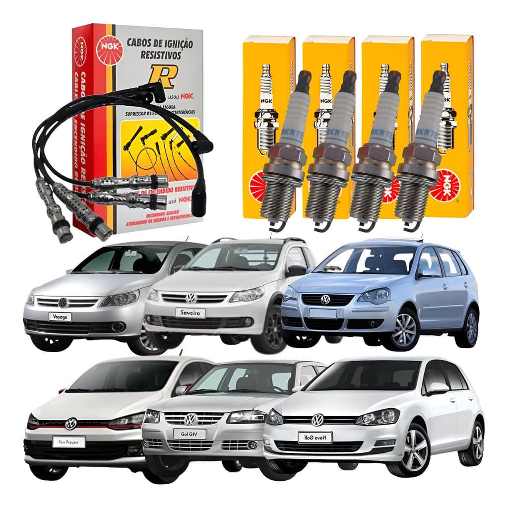 Kit Cabo E Vela Ignição Original Fox Polo 1.6 8v Flex Ngk