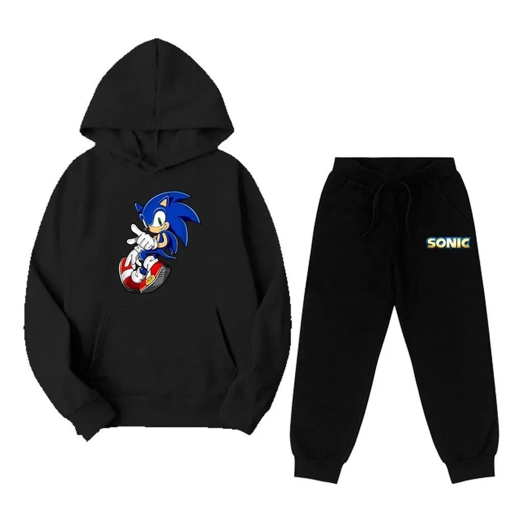 Blusa De Frio E Calça Moletom Sonic Kit Infantil Flanelado