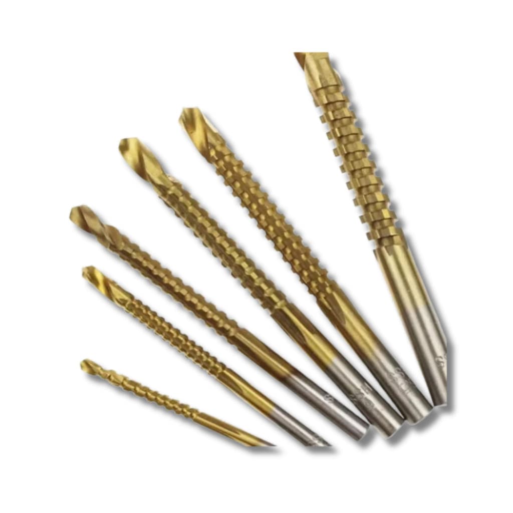Kit 6 Brocas Serra Tico-Tico Para Furadeira HSS Titânio 3mm a 8mm
