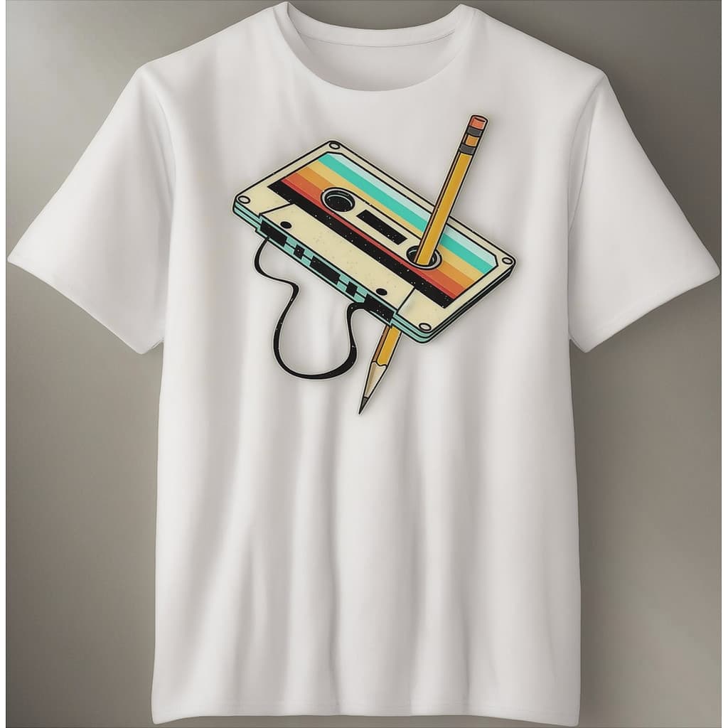 Camiseta Retrô Vintage Unissex, Rebobinar Estampada