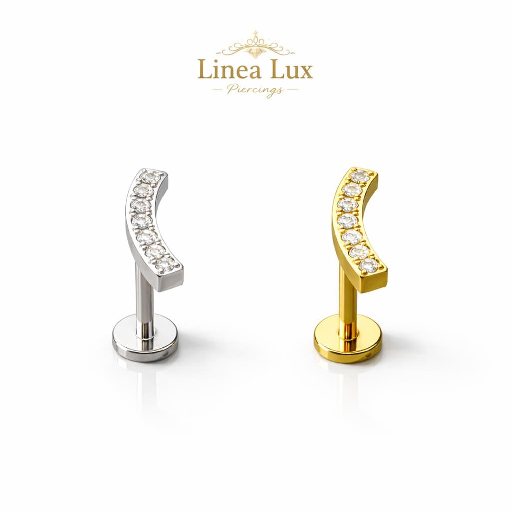 Piercing Cluster 6 Zircônias Titânio F136 Original Antialérgico  Destaque Absoluto Prata/Dourado | Envio Rápido