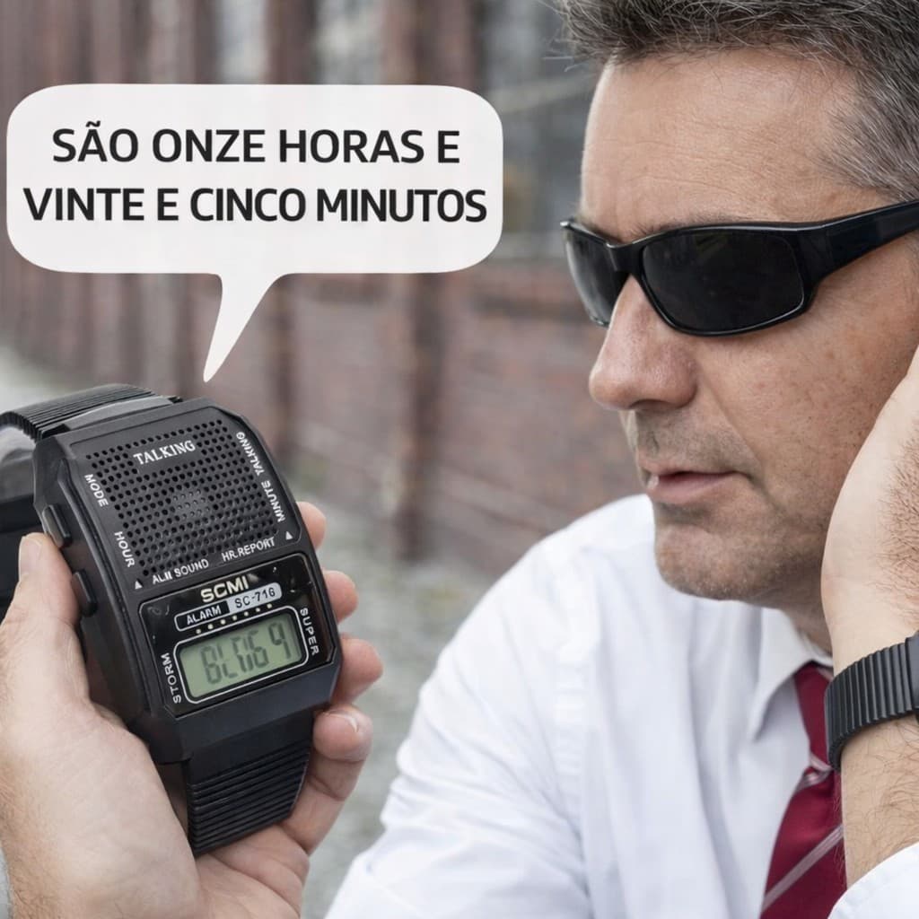 Relógio  Deficiente Visual Idoso Cego Talking FALA HORA ( idioma em Português)