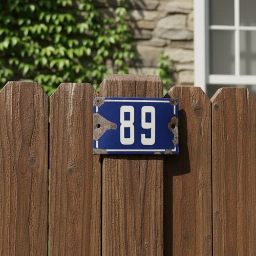 Placa Antiga De Número De Casa 89 Esmaltada - Relíquia Azul E Branco