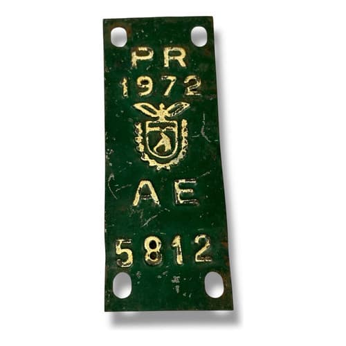 Plaqueta De Licenciamento Antiga Pr 1972 - Relíquia Letras