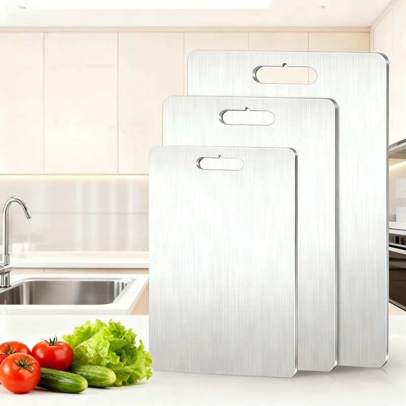 Tábua De Corte Inox 304 Dupla Face Para Carne E Vegetais Luxo