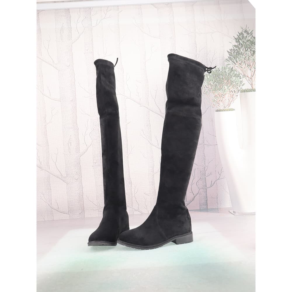 Sapatos femininos de um Pedal Botas femininas de tamanho pequeno Botas de cano alto acima do joelho Botas elásticas Meia