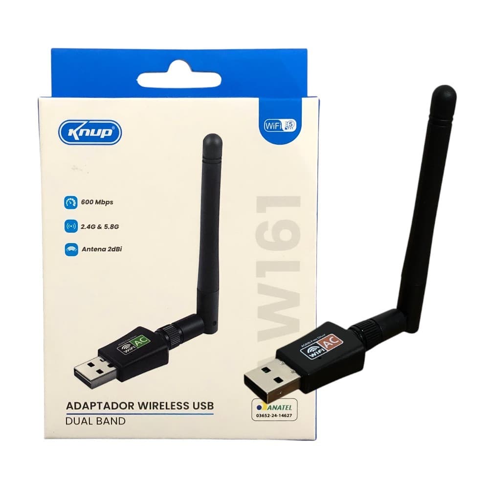 USB Wifi Adaptador Wireless 600mbps 2.4g 5.8g Ac Receptor Dual Band KNUP KP-AW161