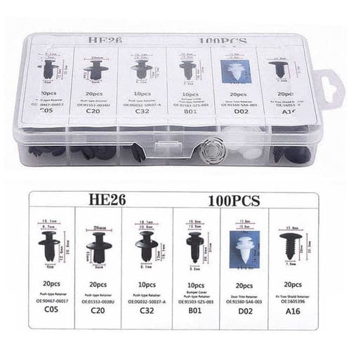 Kit 100 Presilha Grampo Parabarro Parachoque Universal Carro
