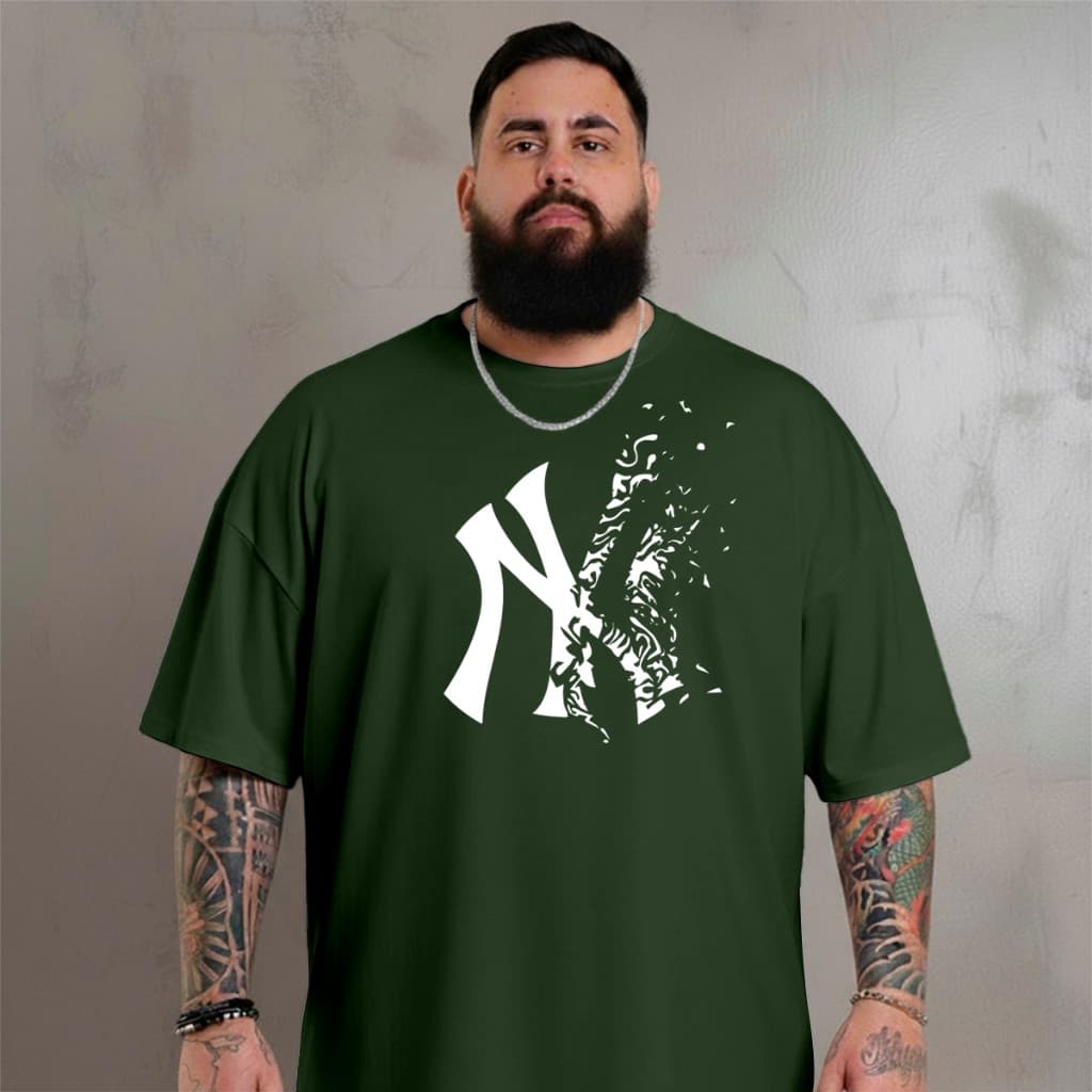 Camiseta Masculina NY Lançamento Camiseta 100% Algodão Camisetão Solta Plus Size Camiseta - R&V Collection
