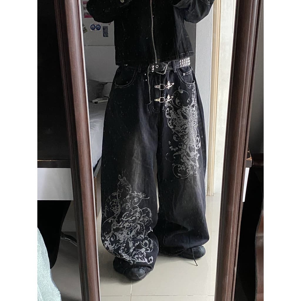 2026 vintage Impressão baggy jeans y2K harajuku Tendência Homens E Mulheres hip hop Moda casual Coringa Casal Calças De