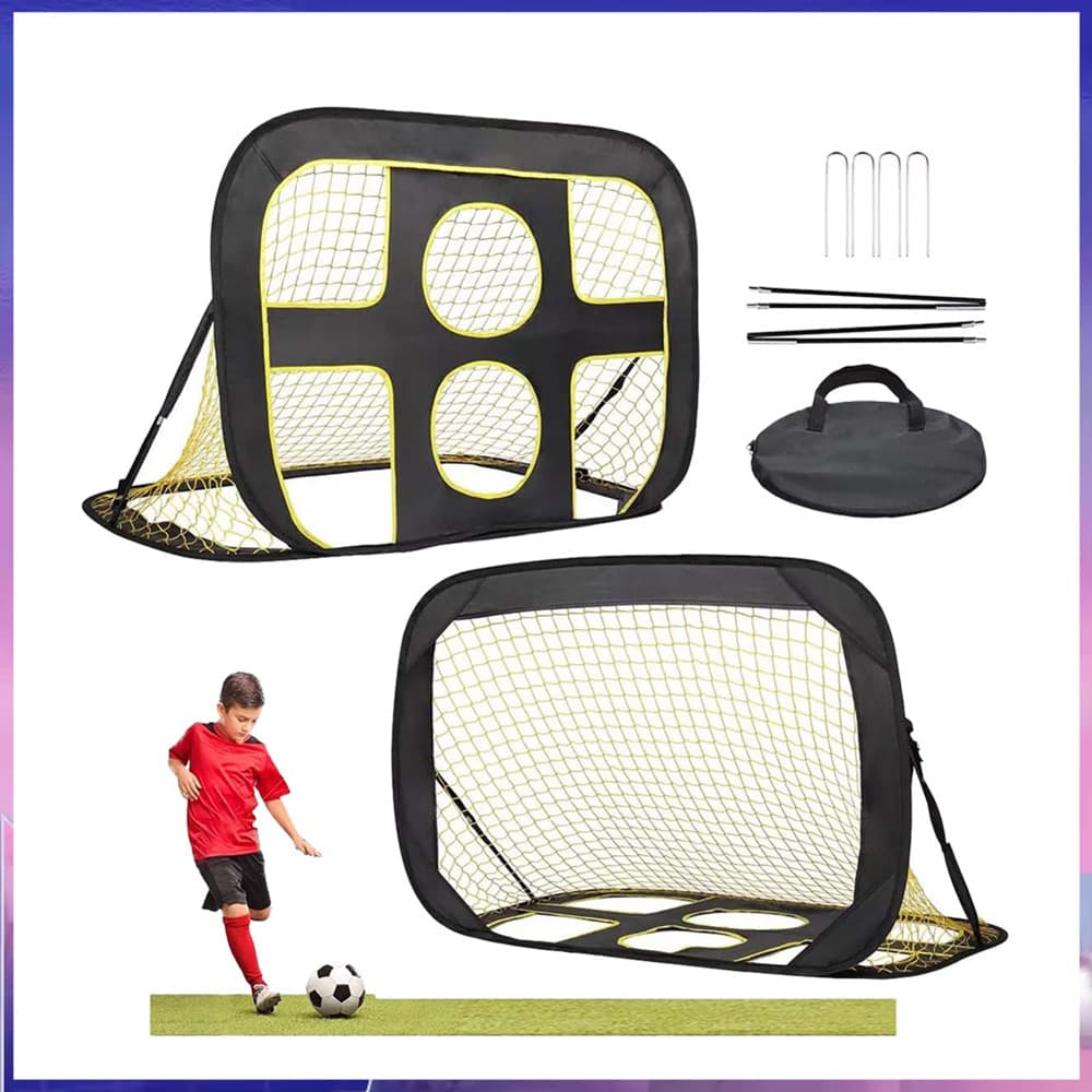 Objetivo de futebol dobrável de Nylon ao ar livre para crianças atualizam meta de seis tempos 2 em 1 rede de treinamento