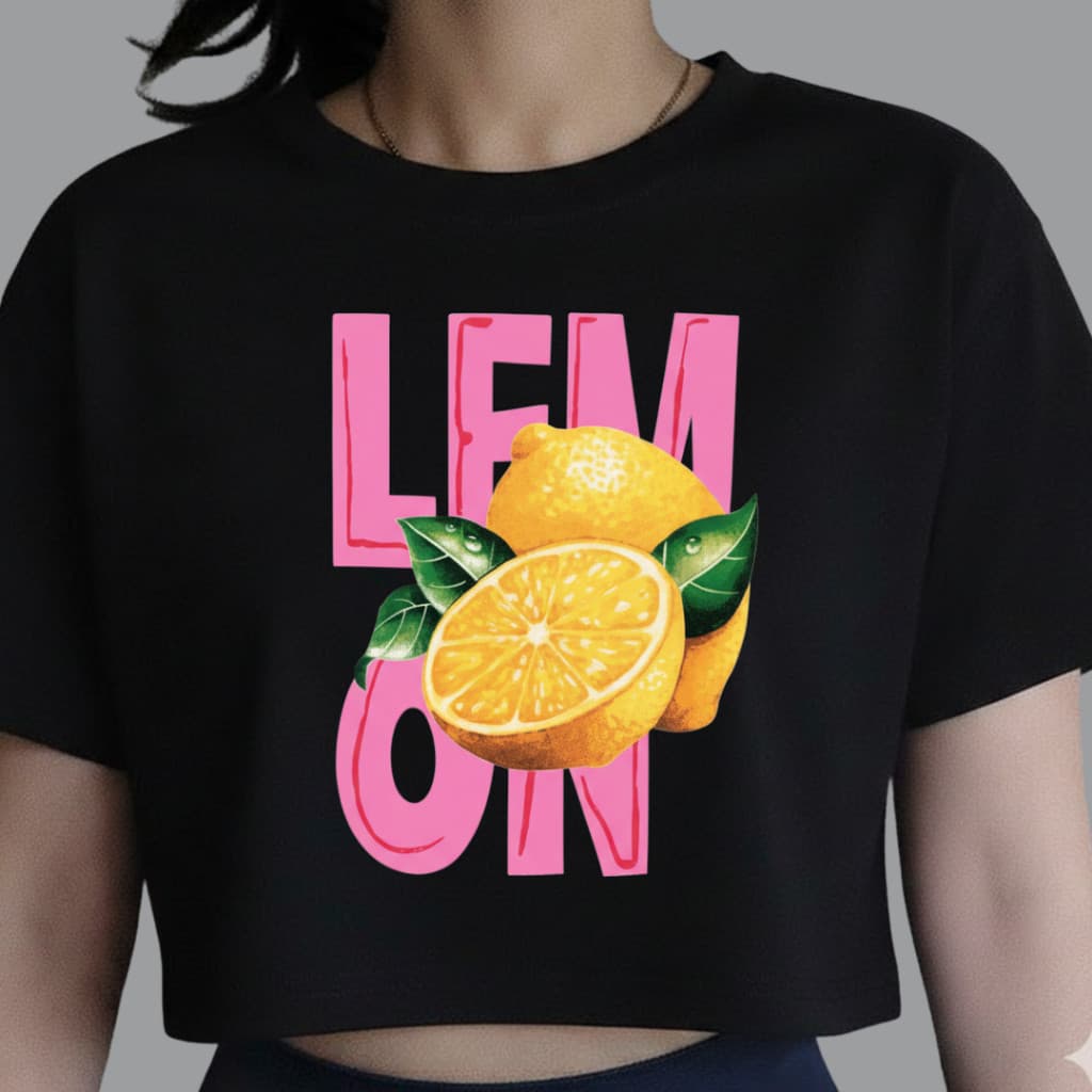 Blusinha Cropped Limão Feminino 100% Algodão Confortável Moda Verão Tendência Básico Estiloso Promoção Lemon