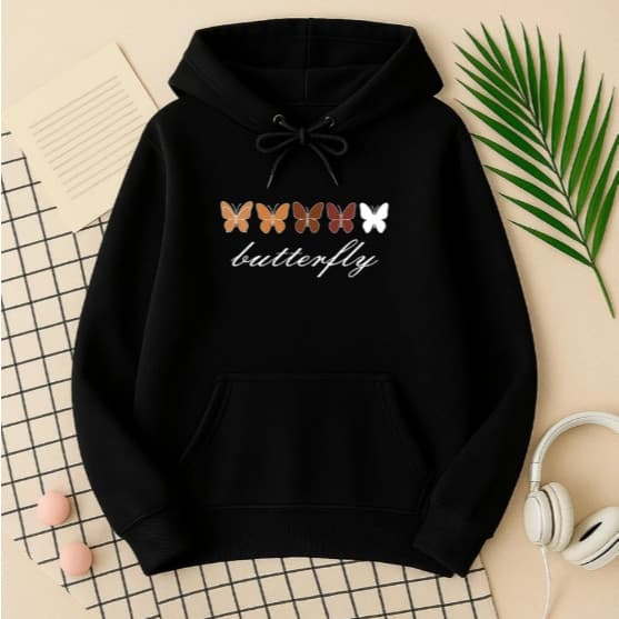 Moletom Blusa de frio Feminino Borboleta Inverno Agasalho Casaco Abrigo Canguru