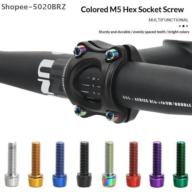 [THEBR] 6 Peças Parafusos De Suporte De Garrafa Riser De Haste De Guiador De Bicicleta M5 * 18MM Aço Colorido Banhado A