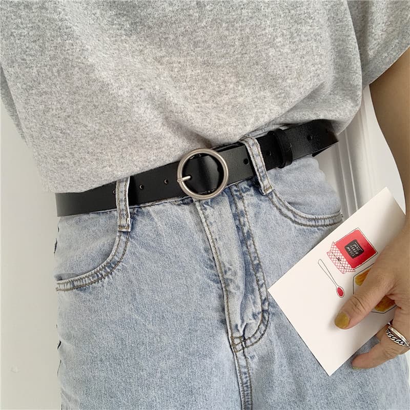 Versão coreana novo estilo cinto chique estilo Retro retangular fivela de prata cinto feminino estudante cinto largo Jea