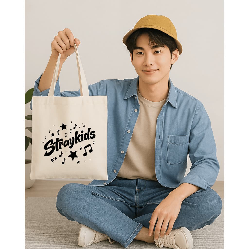 Ecobag Stray Kids Estampada K-pop | Sacola Algodão Cru | Bolsa Feminina Stay | Produtos SKZ e turnê mundial